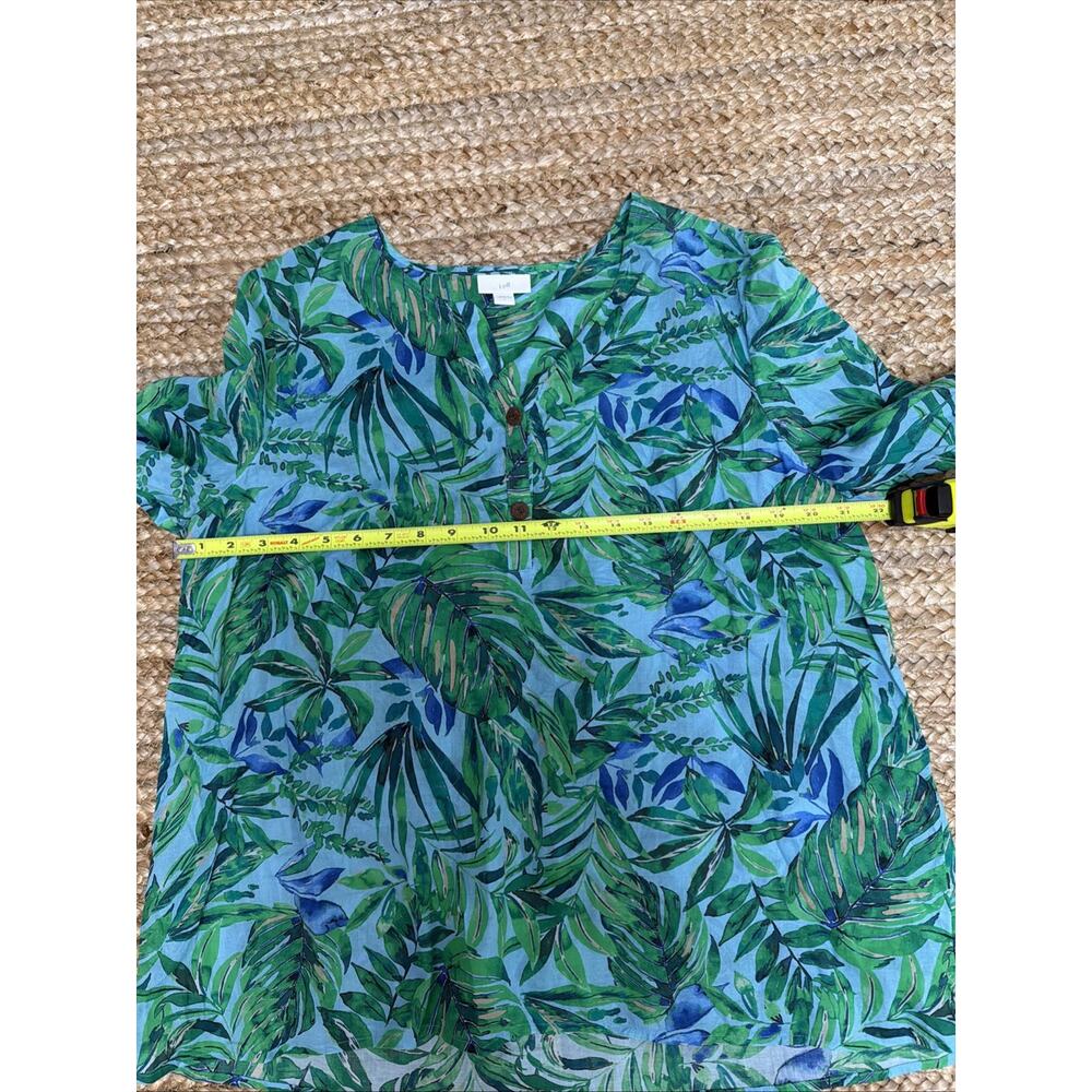 J. Jill 100% Cotton Blouse Tunic 3/4 Sleeves Tropical Resort Boho Sz L - Picture 5 of 7